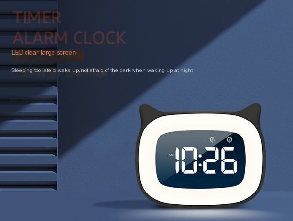 Creative Cartoon Night Light Alarm Clock Image 3