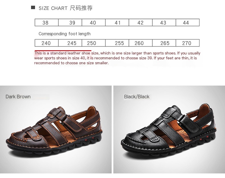 Black Genuine Leather Sandals