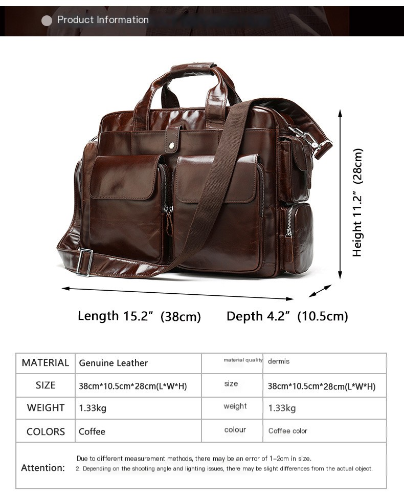 Genuine Leather Men's Retro Shoulder Crossbody Bag
