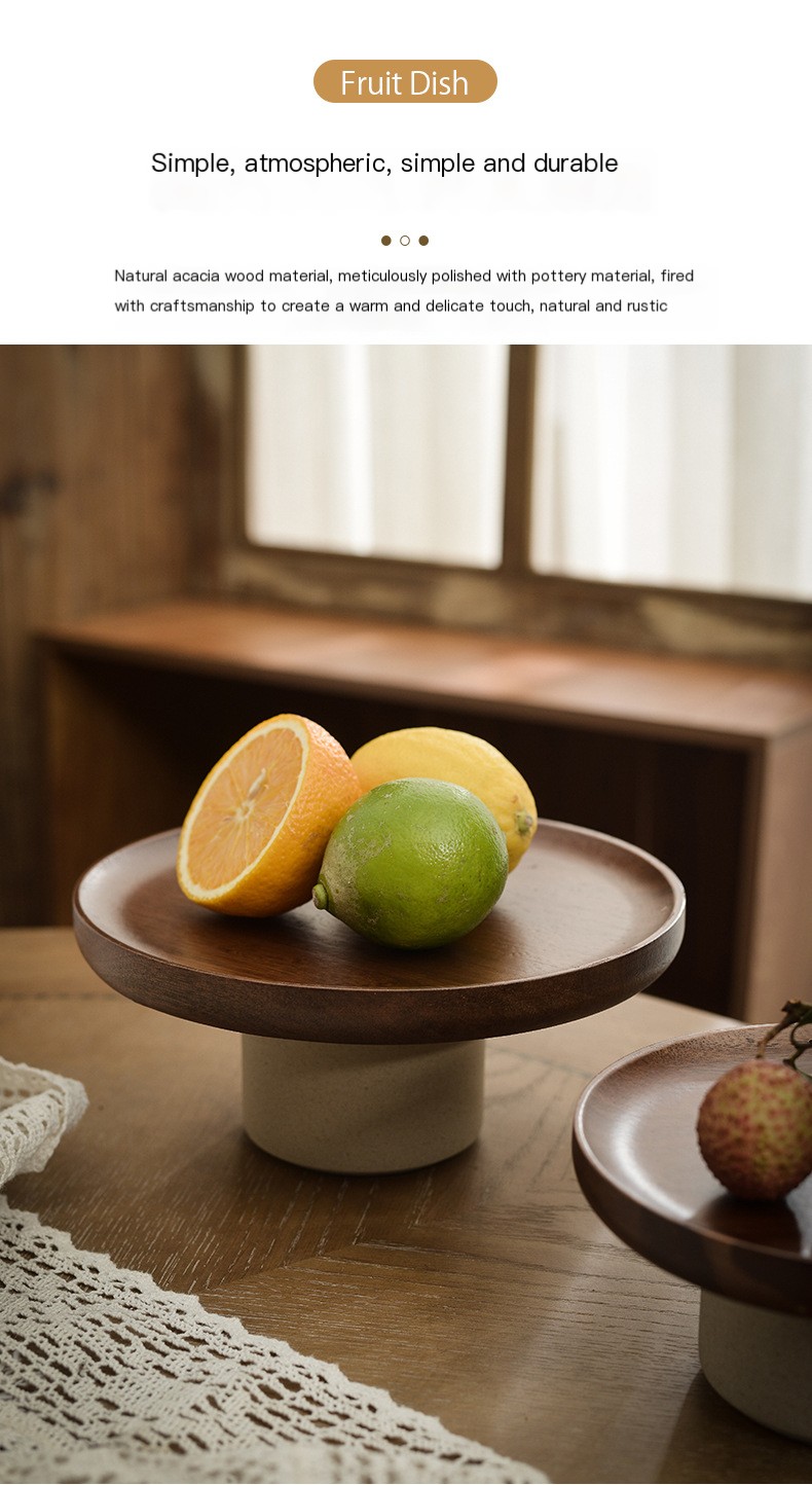 Retro Japanese Acacia Cake Display Tray 2