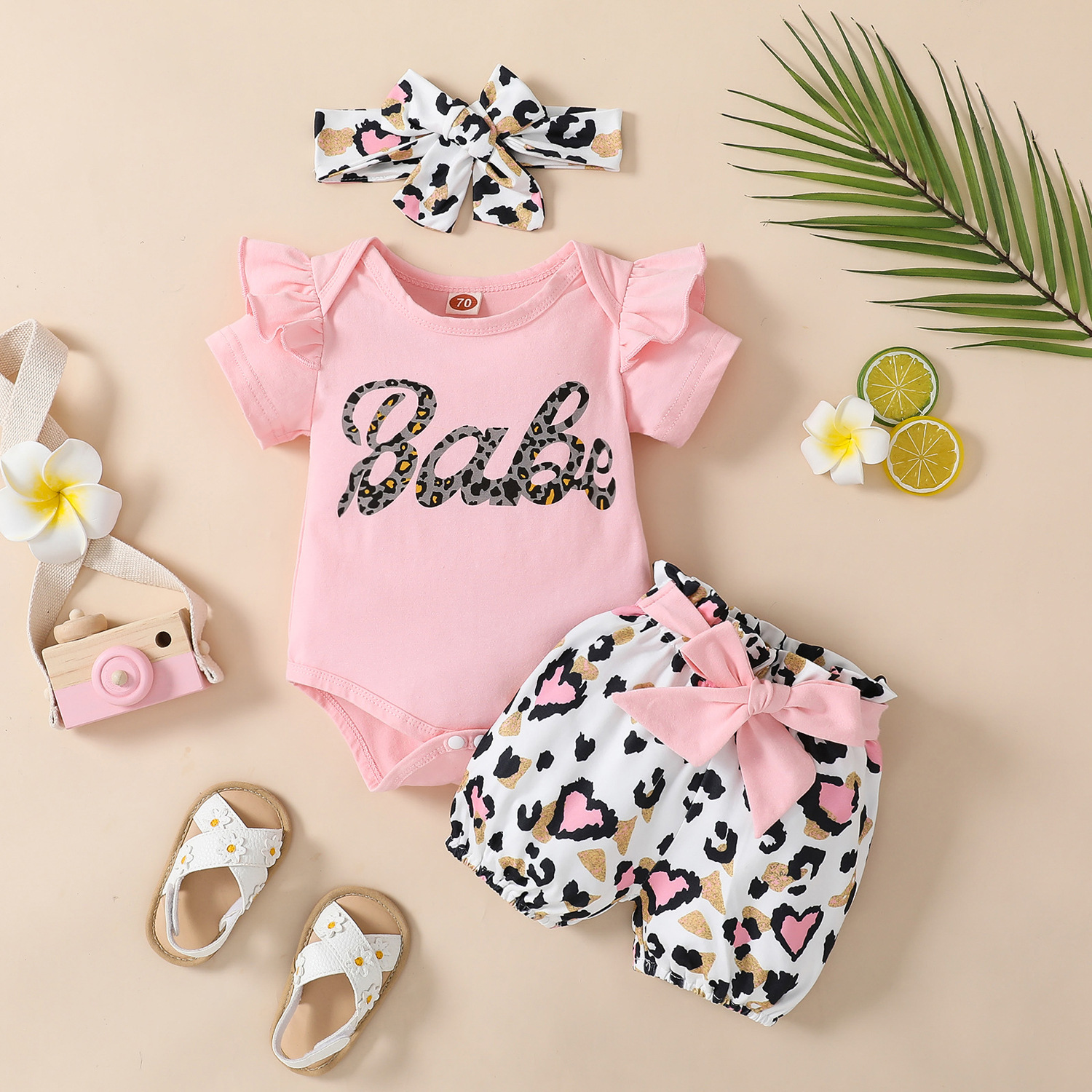 Children's Clothing Pink Half-sleeved and Skirt Suit - Image 1