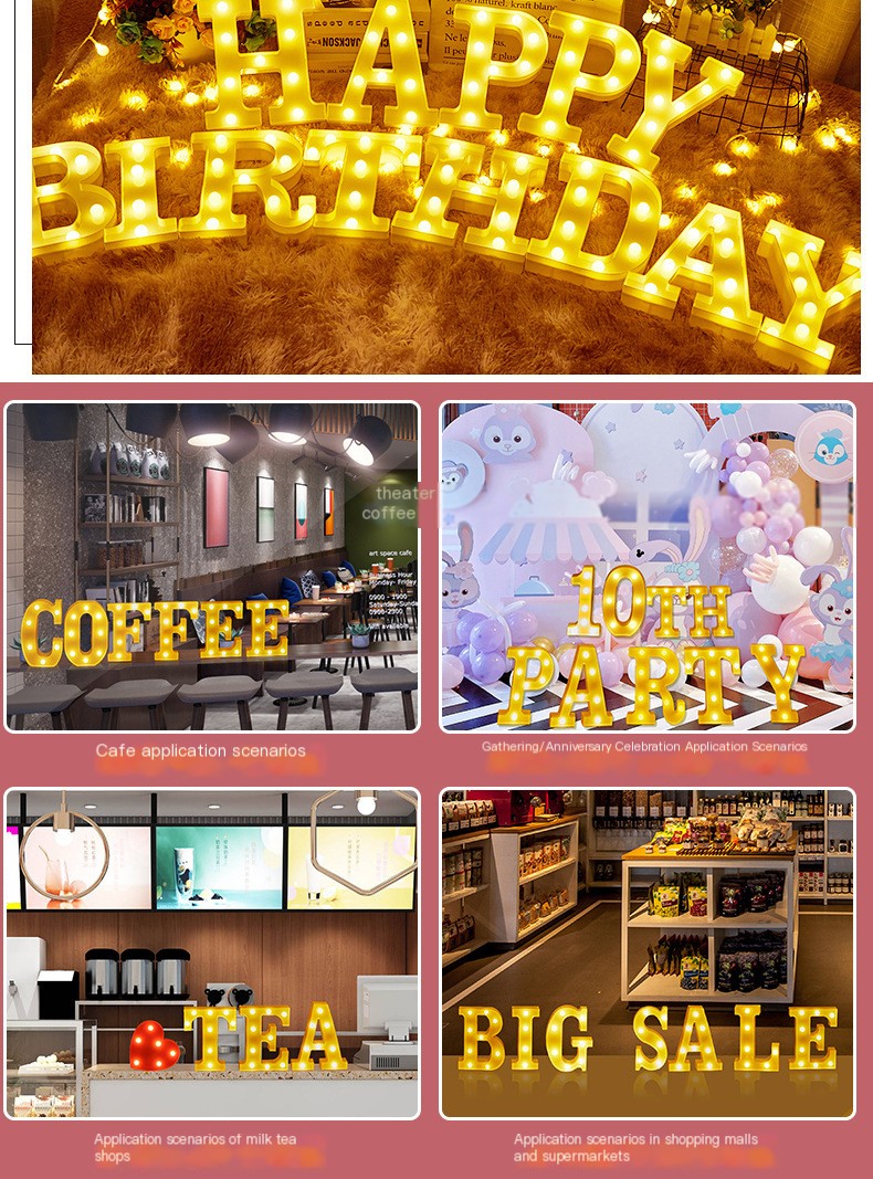 led letter Light Digital modeling night light romantic surprise decorative light proposal to express happy birthday light