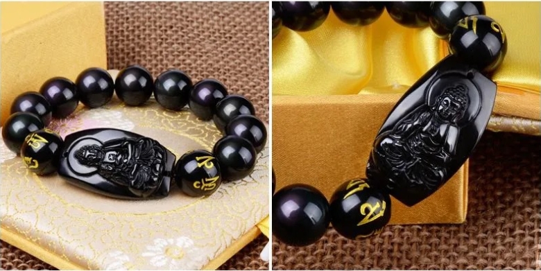 Obsidian Buddha Bracelet 2