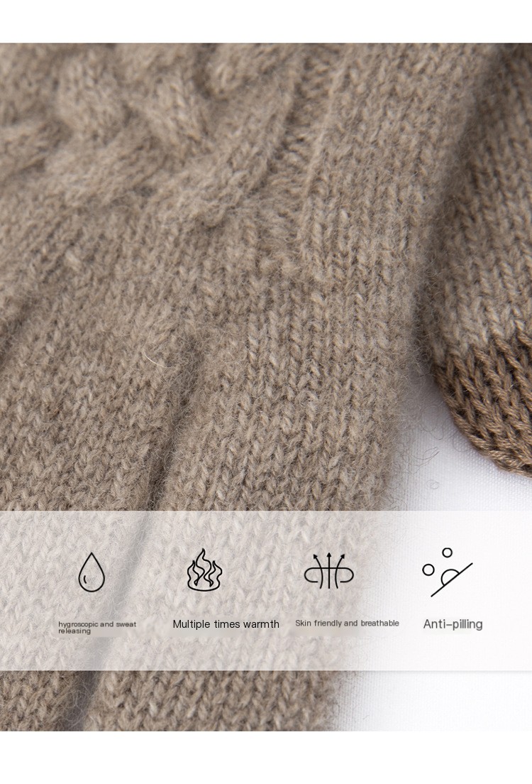 Cashmere Knitted Gloves Purple Velvet Camel