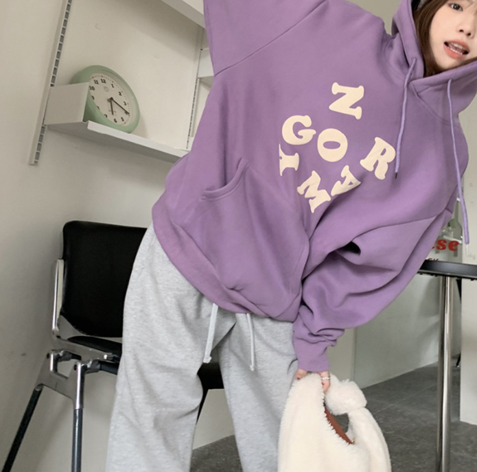 Women's Loose Hooded Plus Fleece Sweater Style 3