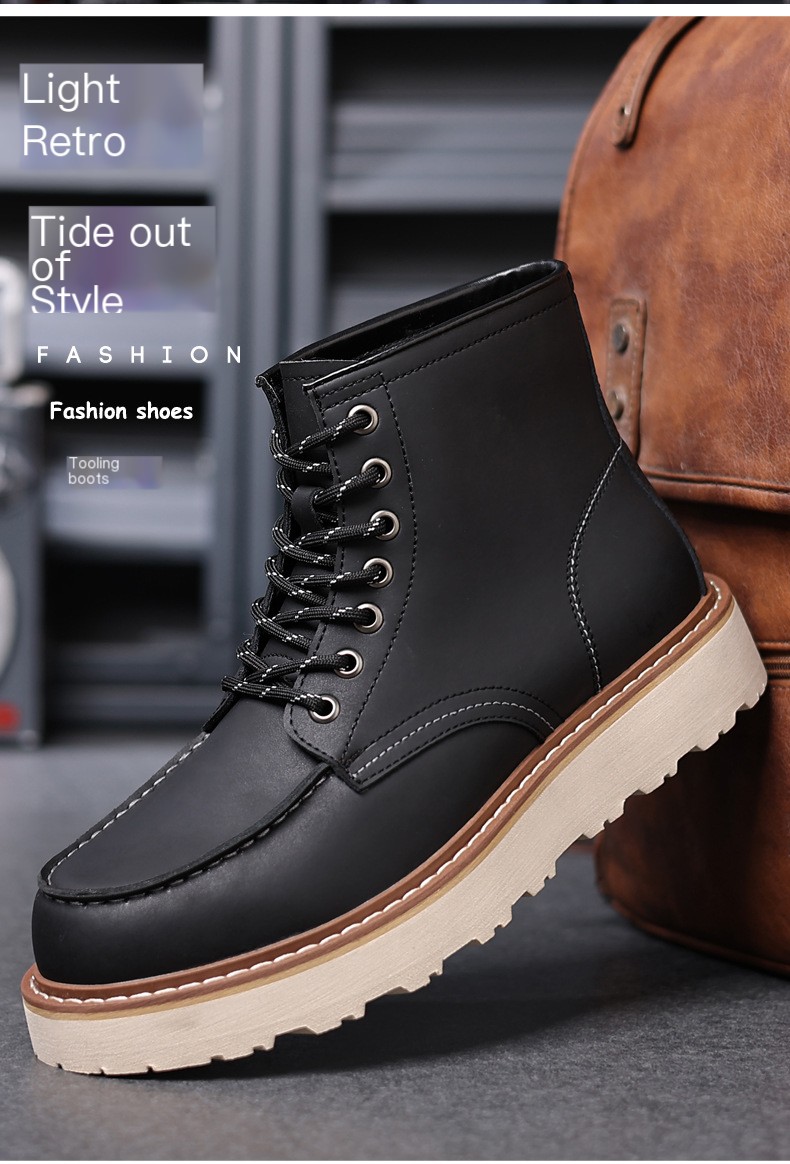 Mid-high men's British style tooling shoes 7