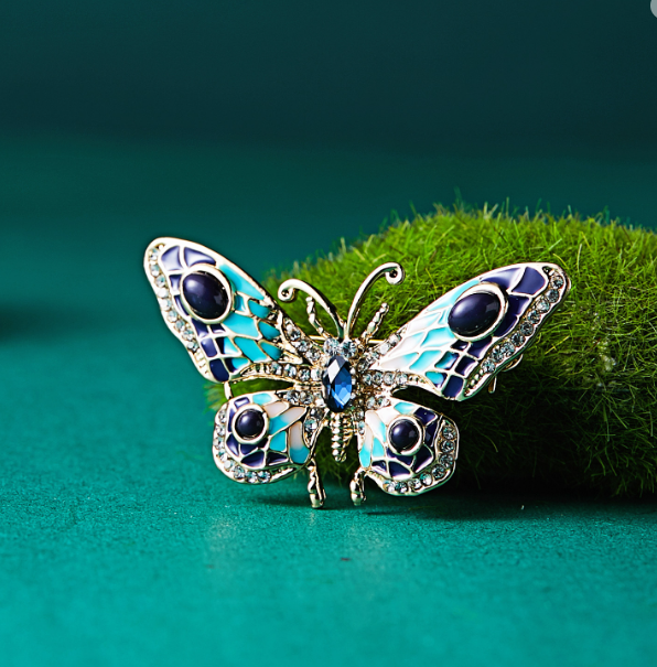 Flower and Bird Brooch - Butterfly Design 4