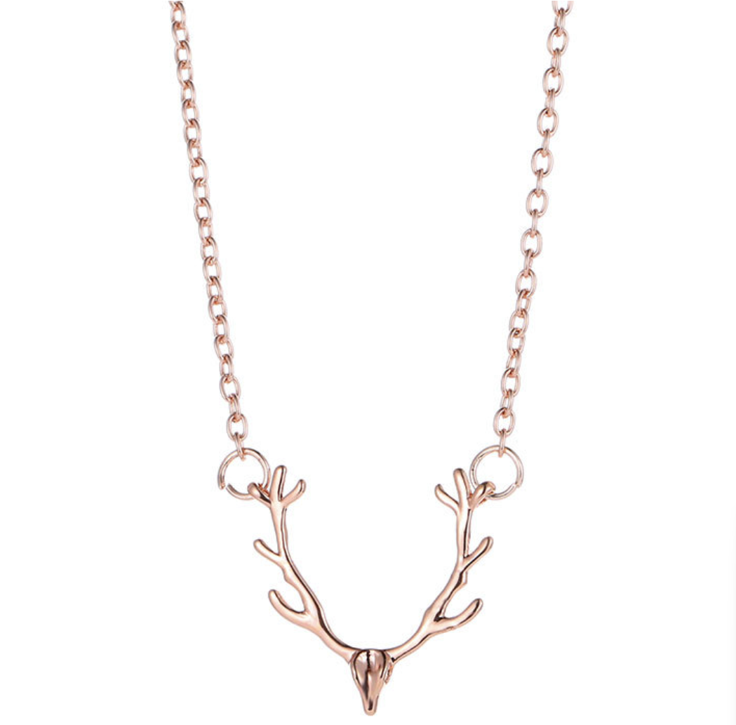 Reindeer Necklace Rose Gold