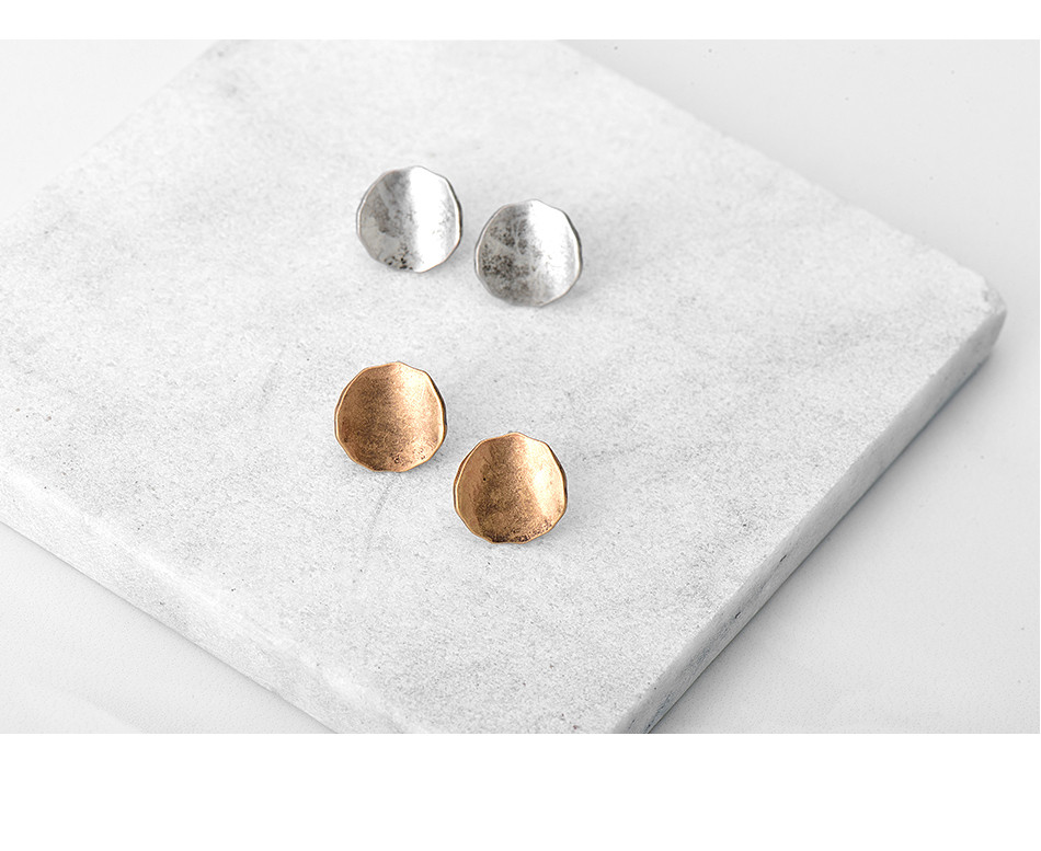 Geometric Stud Earrings - Antique Silver