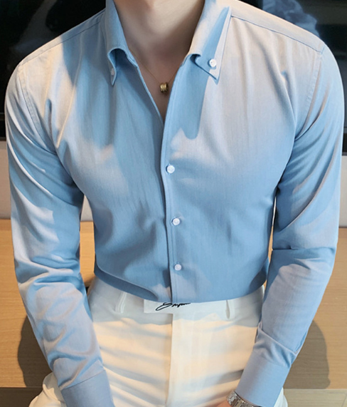 8012's Mode Men Solid Button Front Shirt - Image 4