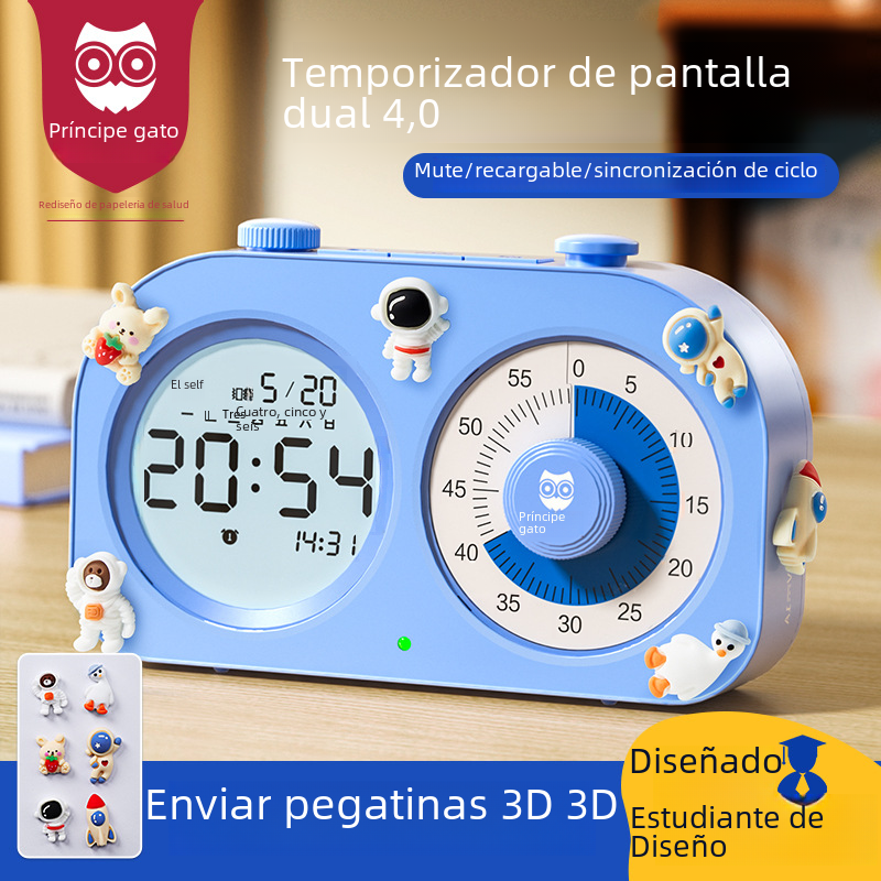 Cat Prince Visual Timer for Children Learning Special Self-discipline Timing Office Time Manager Alarm Clock image