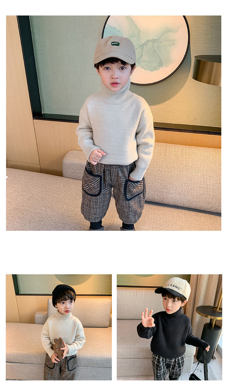 Children's Sweater with Plush Unisex/Children's one-piece fleece knitted pullover (single piece)