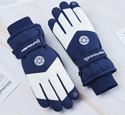 Ski Gloves Black White