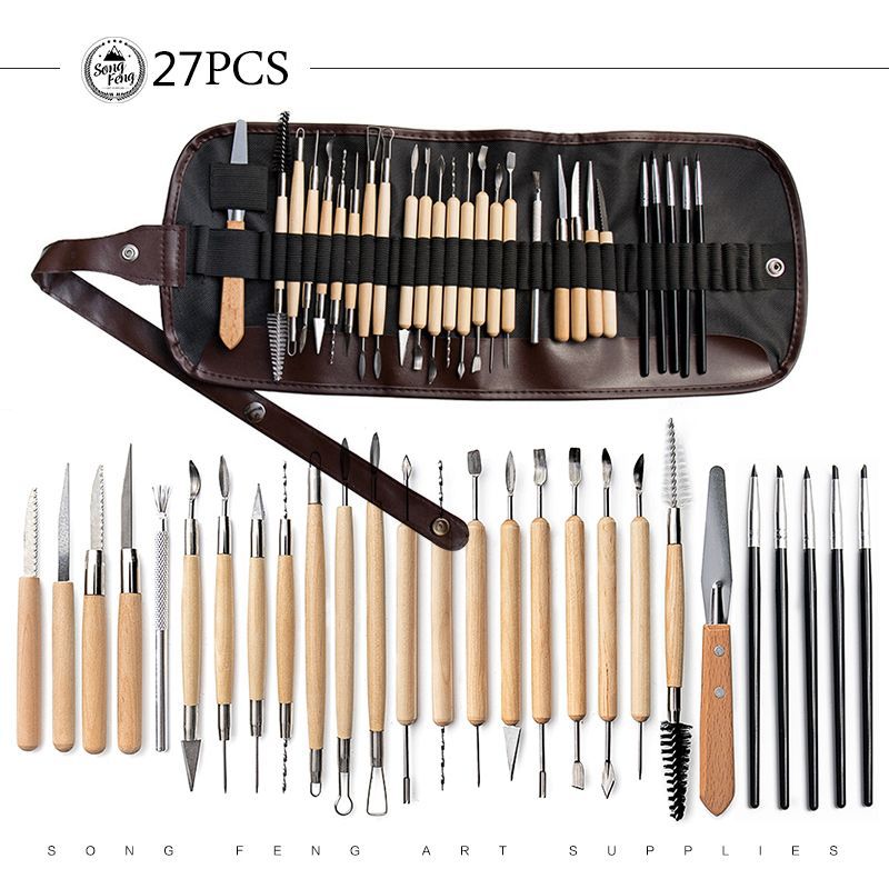 Pottery clay tools 27-piece set + roll package image