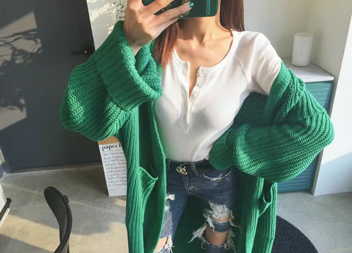 Oversized Cardigan Sweater Green