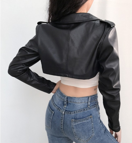 Rachel Cropped Leather Jacket - Detail View