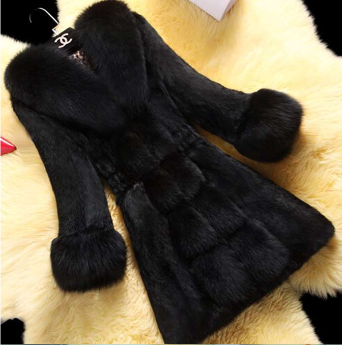 Faux Fur Collar Coat - Side View