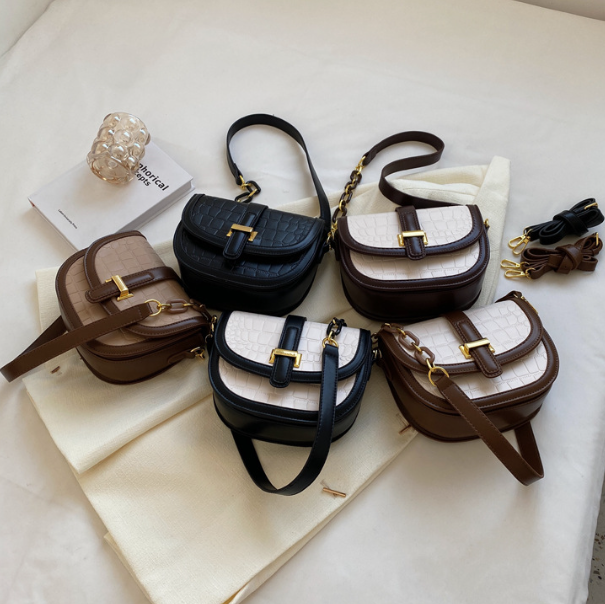 Bolso Bandolera Versátil de un Hombro para Mujer - Negro Blanco