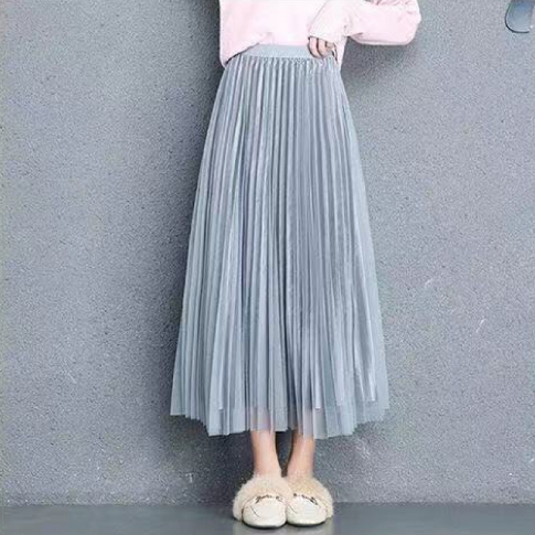 Pleated Tulle Skirt - Gray