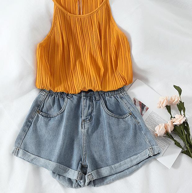 Light Blue Denim Shorts
