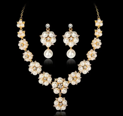 Pearl Necklace and Earrings Set 3