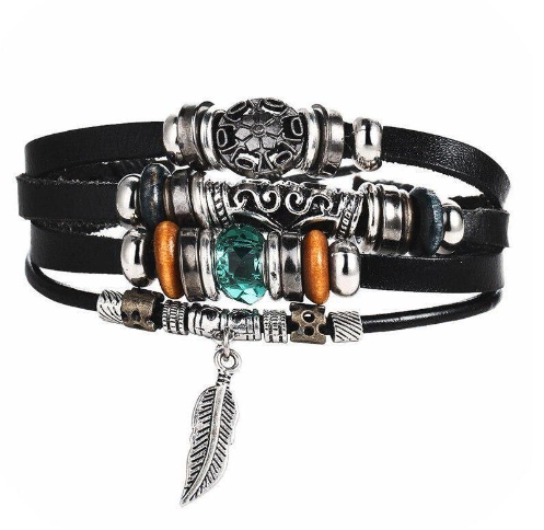 Boho Stone Feather Bracelet 1