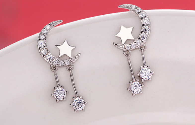 Star and Moon Tassel Earrings