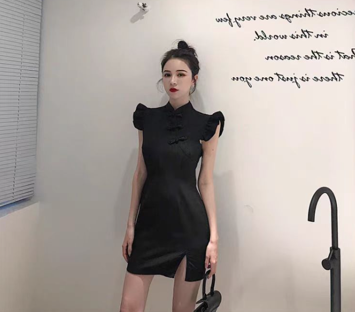 Vintage Black Split Dress styling