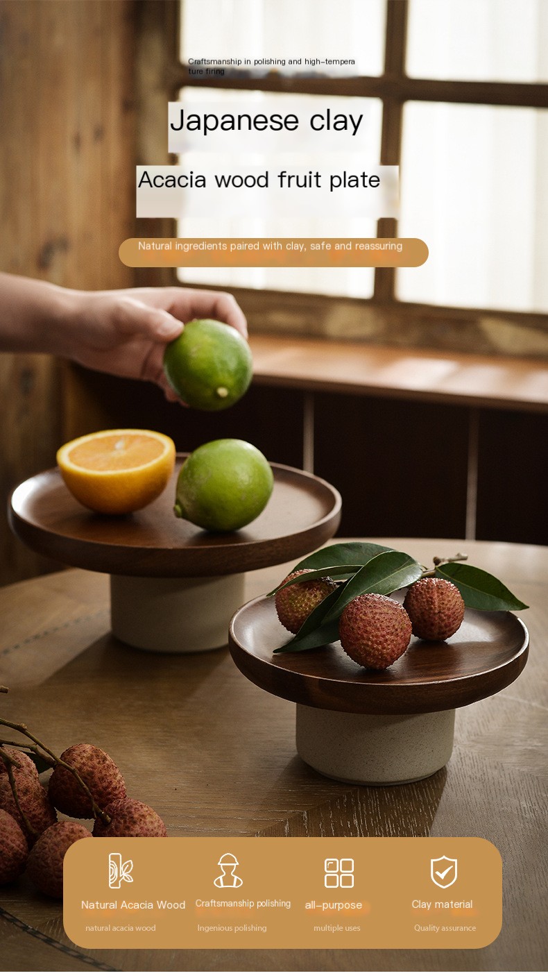 Retro Japanese Acacia Cake Display Tray 1