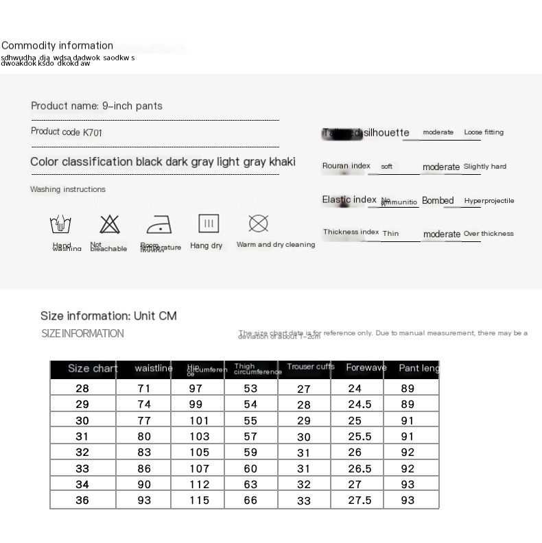 Trousers in various styles