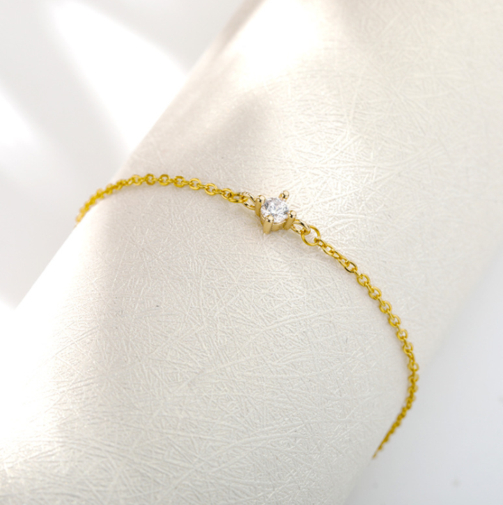 Minimalist Rhinestone Bracelet - Rose Gold