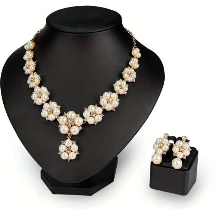 Pearl Necklace and Earrings Set 4