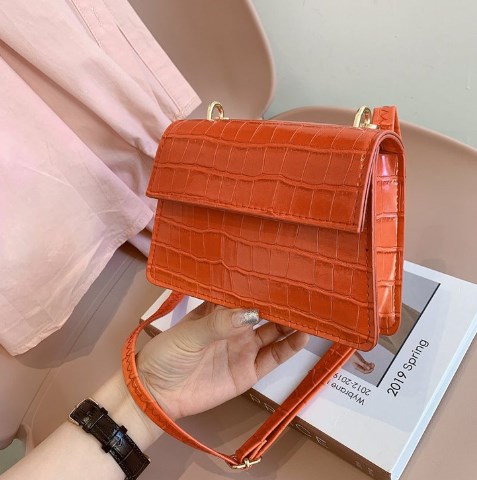 Crocodile Pattern Shoulder Bag - Blue