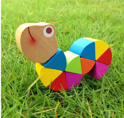 Wooden Toy Colorful Caterpillar Image 2