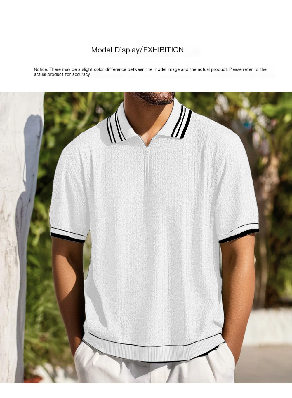 Men's fancy jacquard knit polo shirt