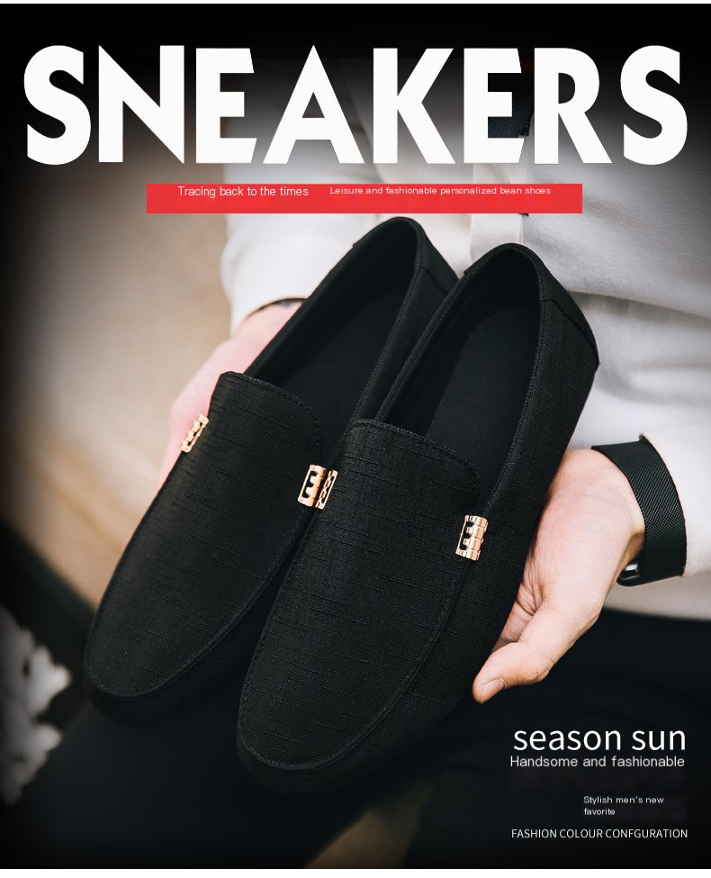Men's Canvas Loafers - Black