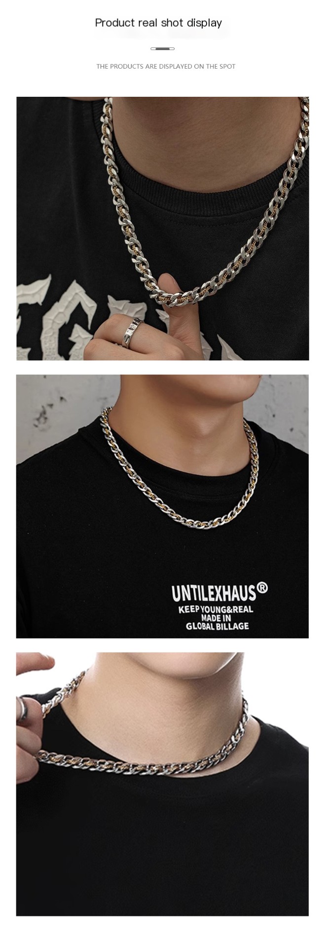 Titanium Steel Gold Cuban Necklace