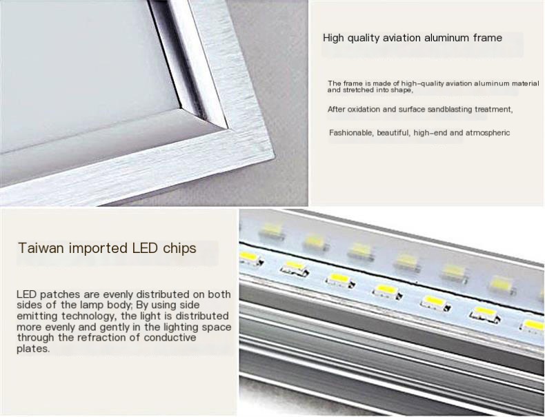 Integrated ceiling light led panel light 600x 600 office mineral wool aluminum gusset gypsum board embedded panel light