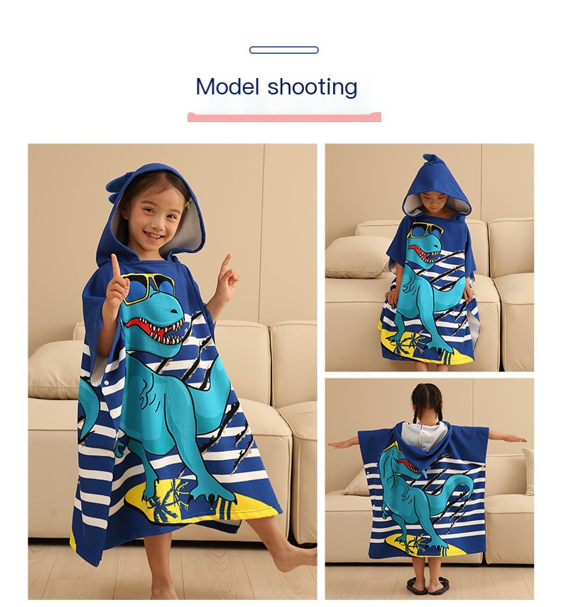 Factory wholesale large men's and women's bath towel cape boys and girls hooded bathrobe Cape wearable bath towel cape