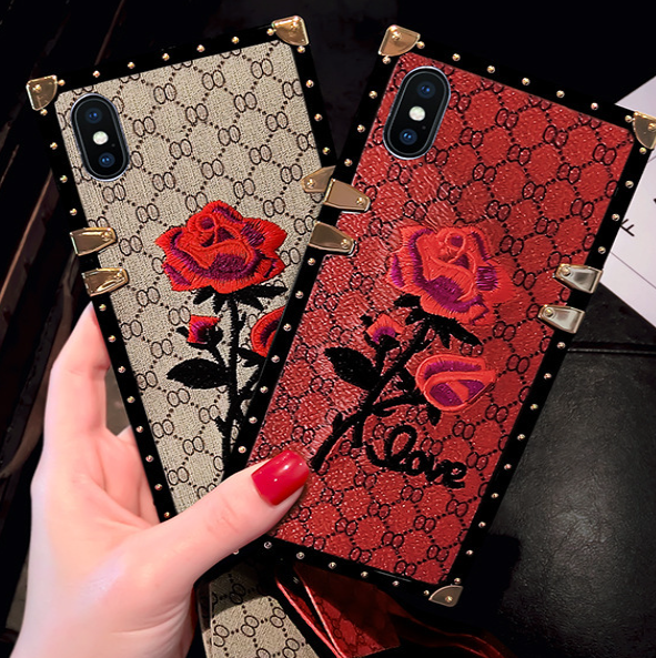 3D Rose Embroidered Case Khaki