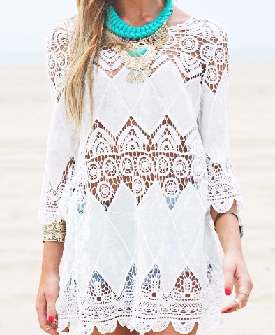 Hollow Crochet Beach Cover-Up