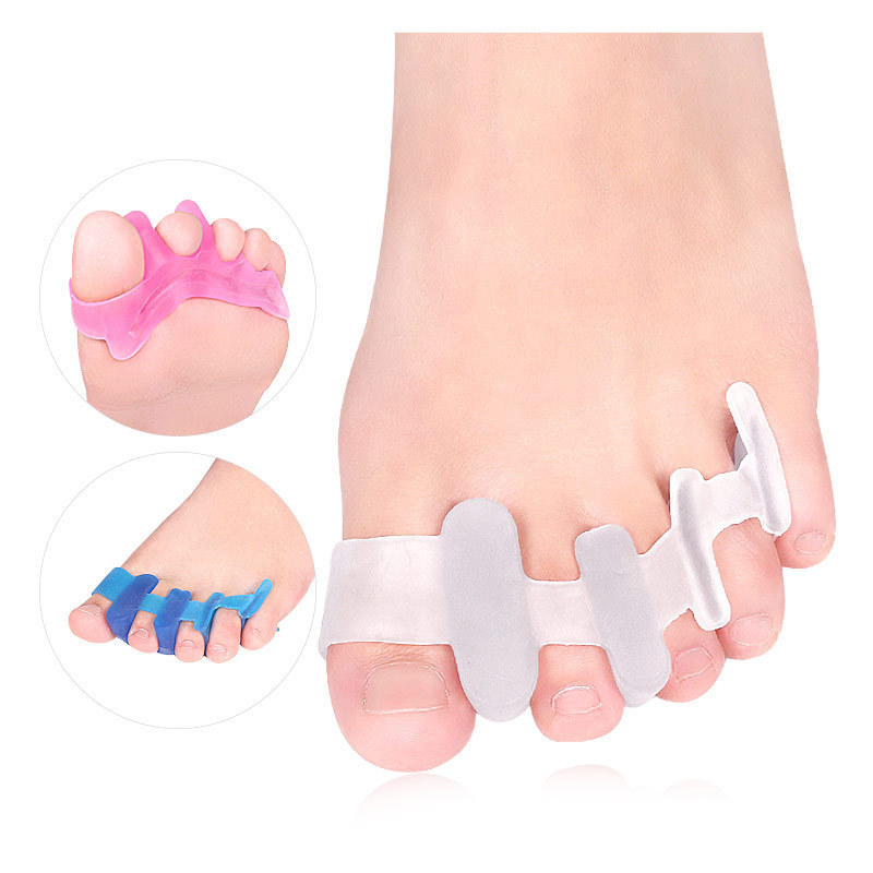 Silicone thumb valgus correction day and night with overlapping toe toe separator silicone double hole toe splitter factory image