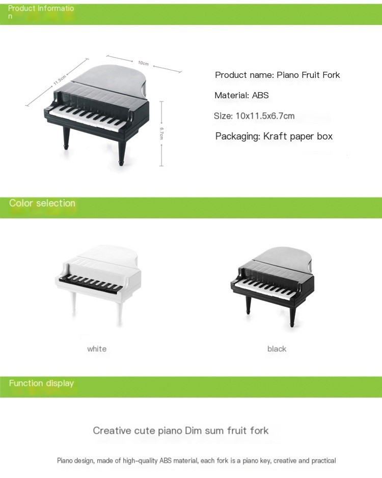 Piano Fruit Fork Set - Black