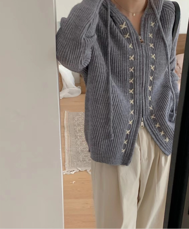 Hooded Cardigan Close Up