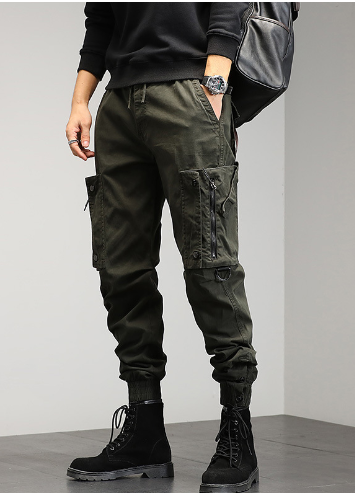 Workwear pants for men in autumn, new Korean style trendy men's Harun leggings, loose fitting leggings with multiple pockets