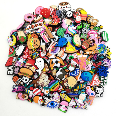6/30/60/100/200 Pcs Cartoon Shoe Charms for Clogs Bubble Slides Sandals PVC Shoe Decorations Accessories For Teens image