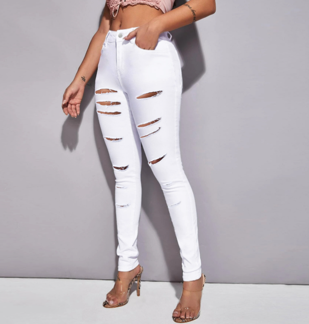 Dark Blue High Waist Skinny Jeans Image 7
