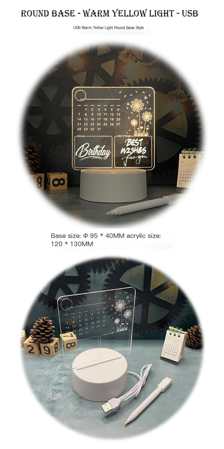 Glowing Night Light Acrylic Calendar Memo Board 3