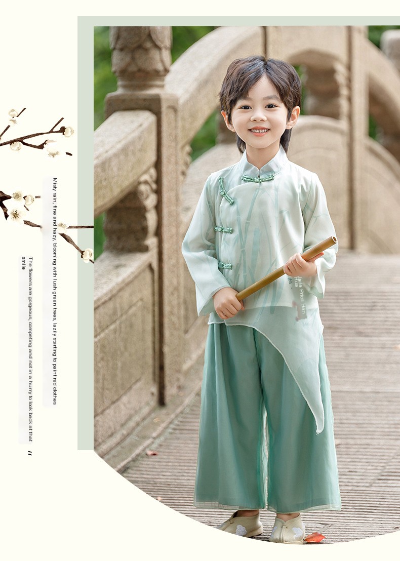 Boy's Hanfu children's clothing 2024 New Spring boy's ancient style spring clothes improved national style Tang suit spring and autumn performance clothes