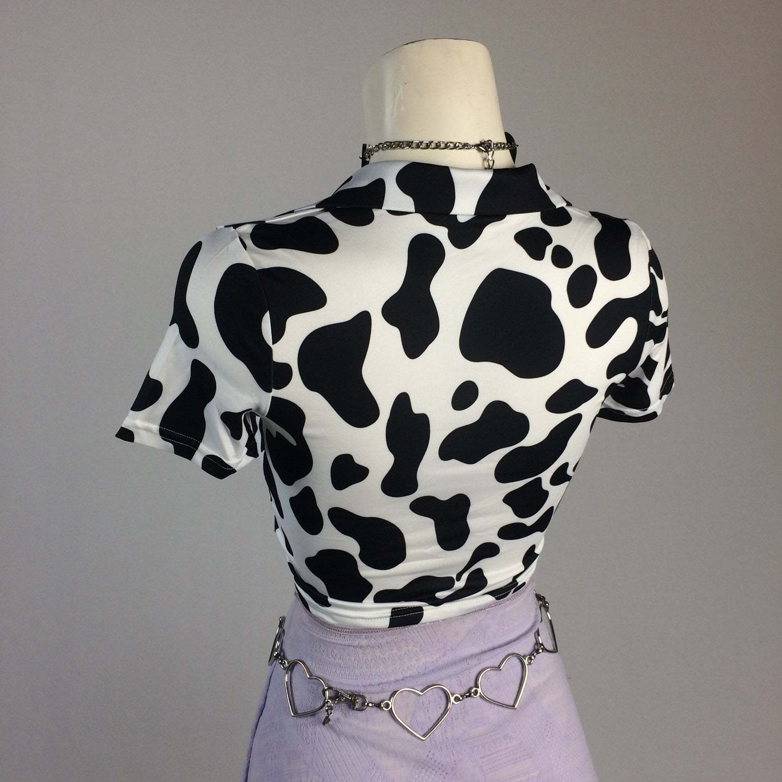 Cow Print Sexy Zipper Crop Top 3